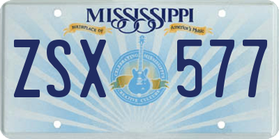MS license plate ZSX577