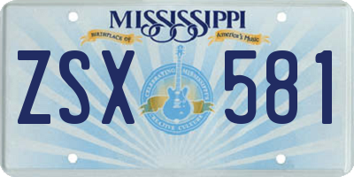 MS license plate ZSX581
