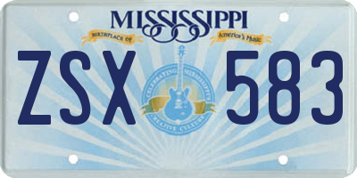 MS license plate ZSX583