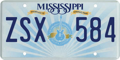 MS license plate ZSX584