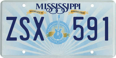 MS license plate ZSX591