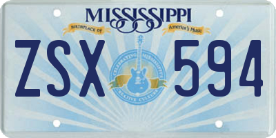 MS license plate ZSX594