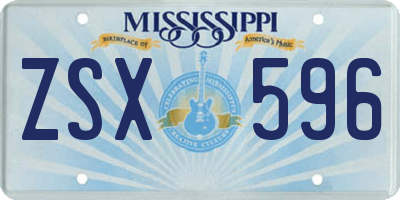 MS license plate ZSX596