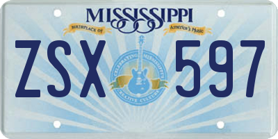 MS license plate ZSX597