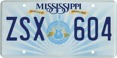MS license plate ZSX604