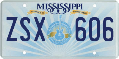 MS license plate ZSX606