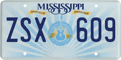 MS license plate ZSX609