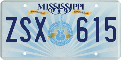 MS license plate ZSX615