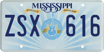 MS license plate ZSX616