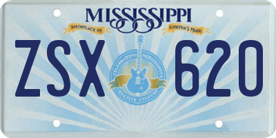 MS license plate ZSX620