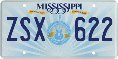 MS license plate ZSX622