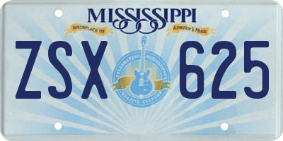 MS license plate ZSX625