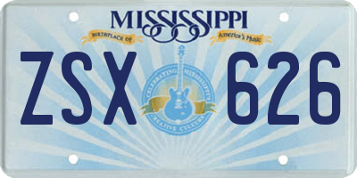 MS license plate ZSX626