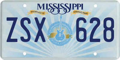 MS license plate ZSX628