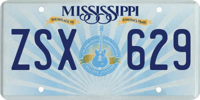 MS license plate ZSX629