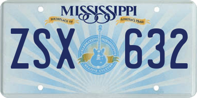 MS license plate ZSX632