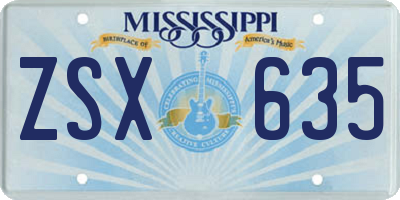 MS license plate ZSX635