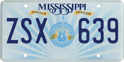 MS license plate ZSX639