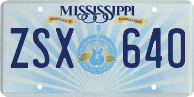 MS license plate ZSX640