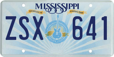 MS license plate ZSX641