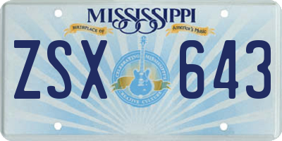 MS license plate ZSX643