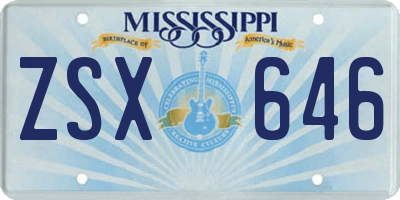 MS license plate ZSX646
