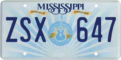 MS license plate ZSX647