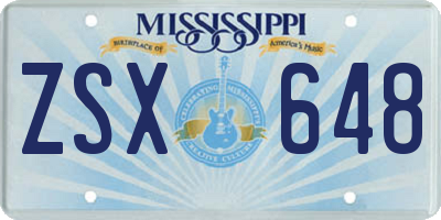 MS license plate ZSX648