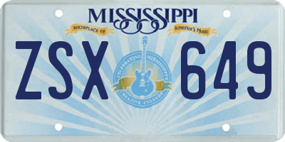 MS license plate ZSX649