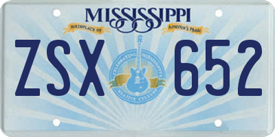 MS license plate ZSX652