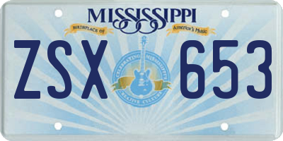 MS license plate ZSX653