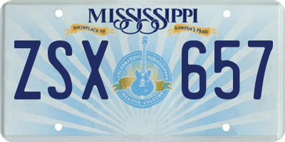 MS license plate ZSX657