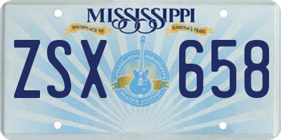 MS license plate ZSX658