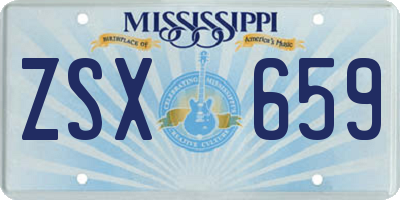 MS license plate ZSX659