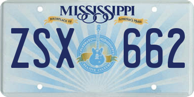 MS license plate ZSX662