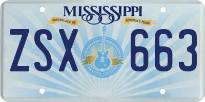 MS license plate ZSX663