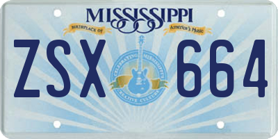 MS license plate ZSX664