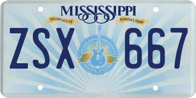 MS license plate ZSX667