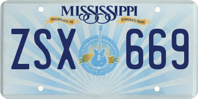 MS license plate ZSX669