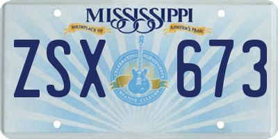 MS license plate ZSX673