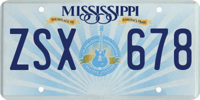 MS license plate ZSX678
