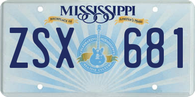 MS license plate ZSX681
