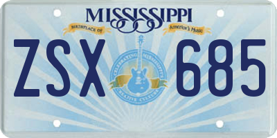 MS license plate ZSX685
