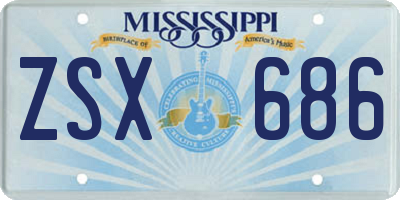 MS license plate ZSX686