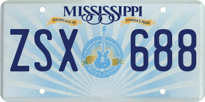 MS license plate ZSX688