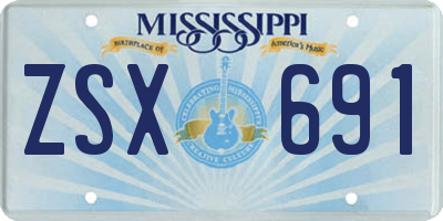 MS license plate ZSX691