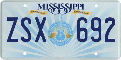 MS license plate ZSX692