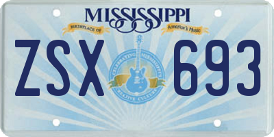 MS license plate ZSX693
