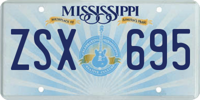MS license plate ZSX695