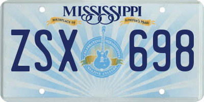 MS license plate ZSX698